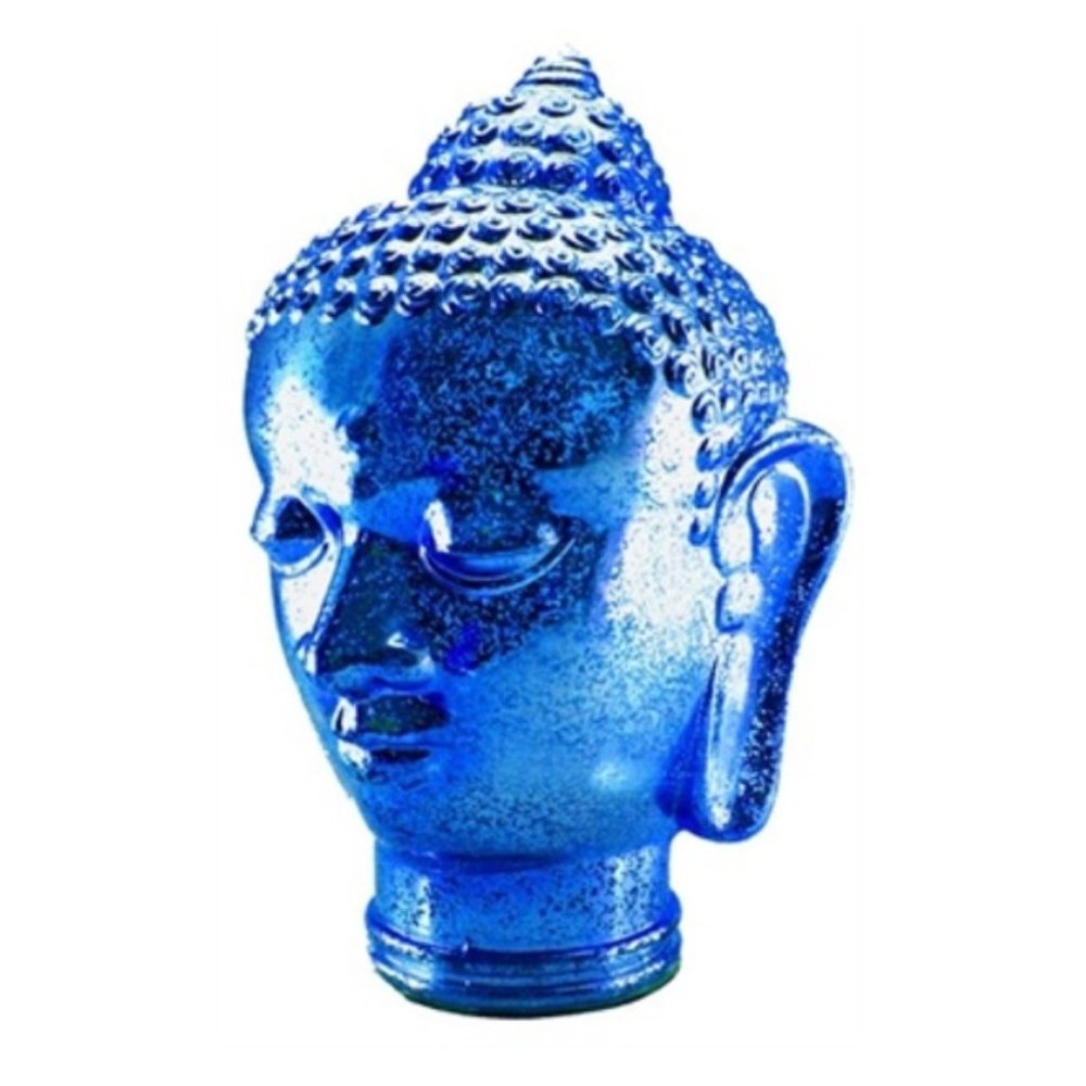 NEW~Mercury Glass Sapphire Cobalt Buddha Bust